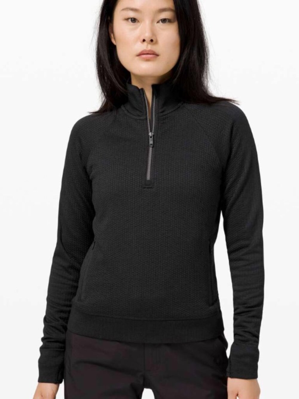Lululemon Engineered Warmth Half Zip Black - Merino Wool Size 2 EUC